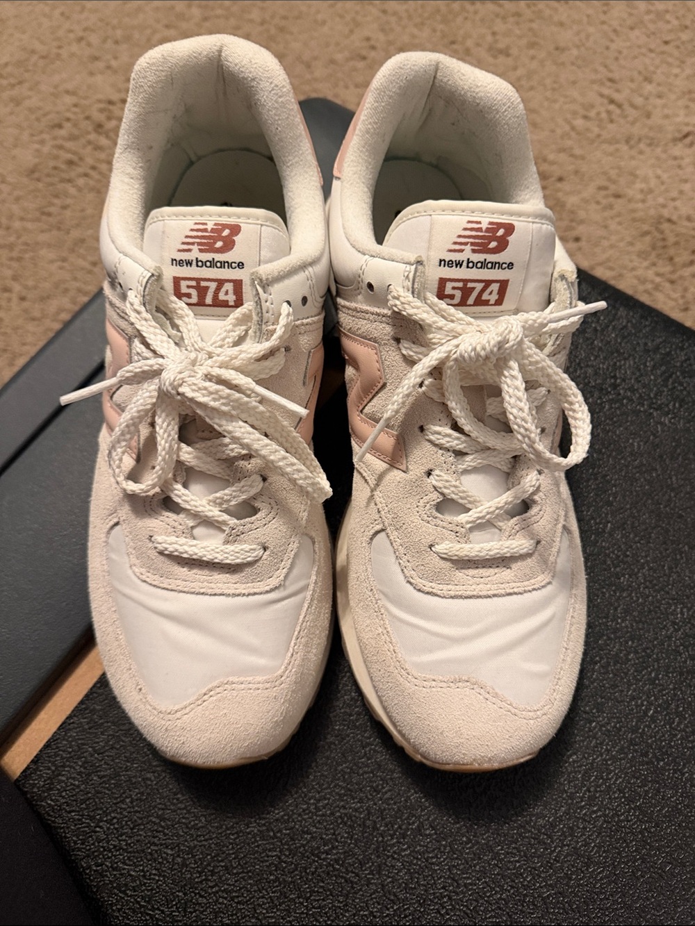 New Balance Sneakers in White and Blush Pink